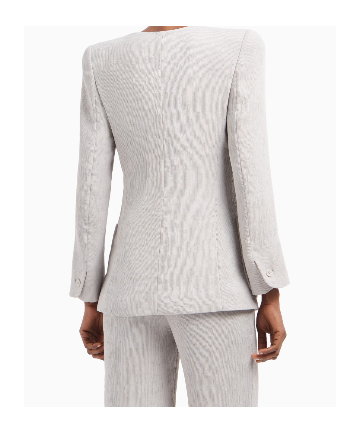 EMPORIO ARMANI RIBBED SINGLE-BREASTED BLAZER