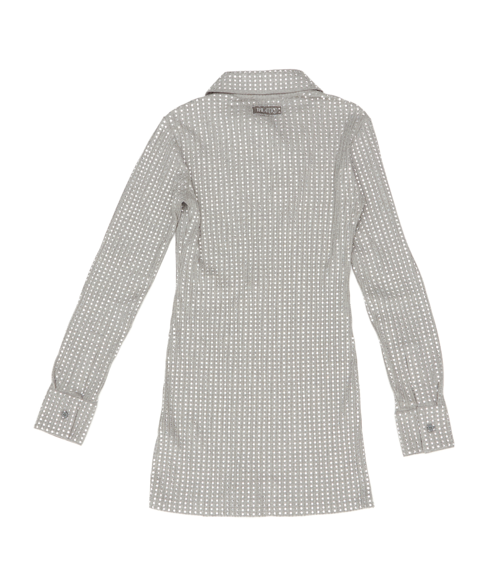 Attico Rhinestone Shirt Dress In Gray