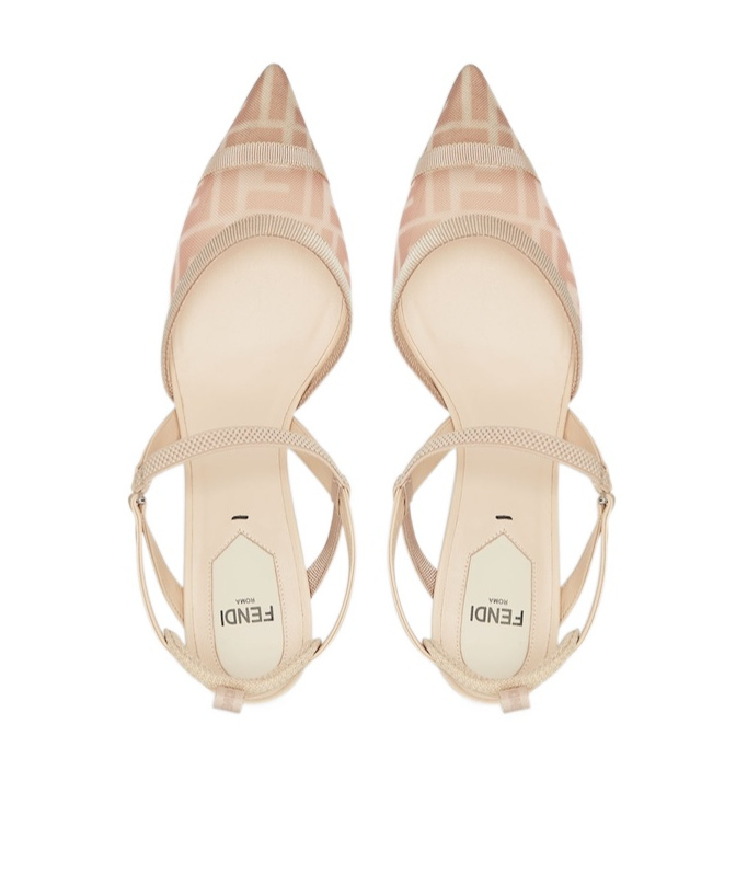 Fendi Colibri Lite Slingback In Pink Ff Mesh Women In Nude
