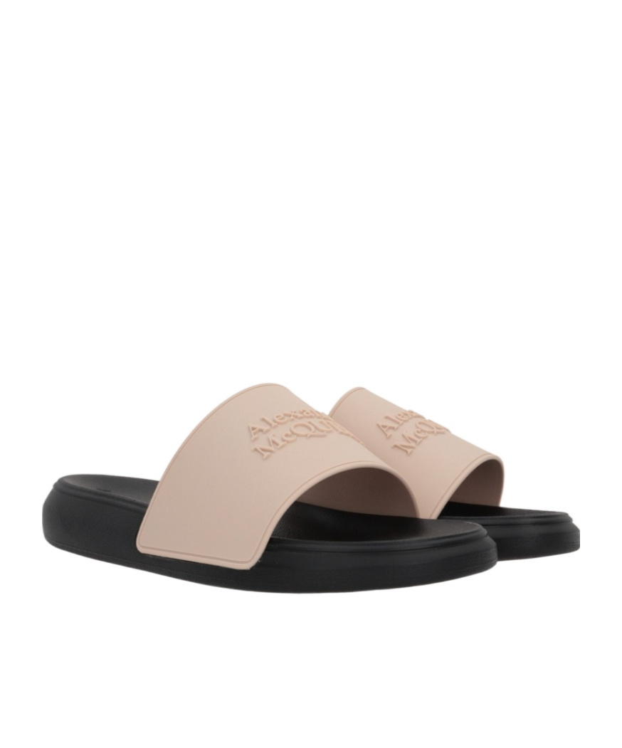 Alexander Mcqueen Embossed Logo Slides In Pink