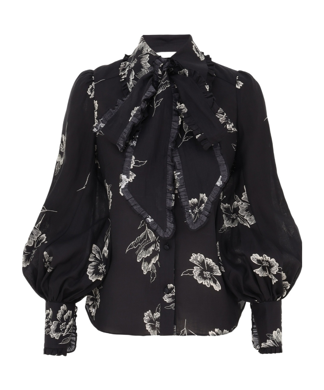 Zimmermann Ruffle Bow Shirt In Black