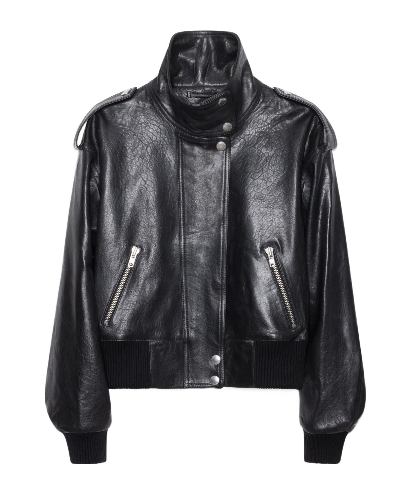 Stand Studio Long-sleeved Leather Jacket In Black