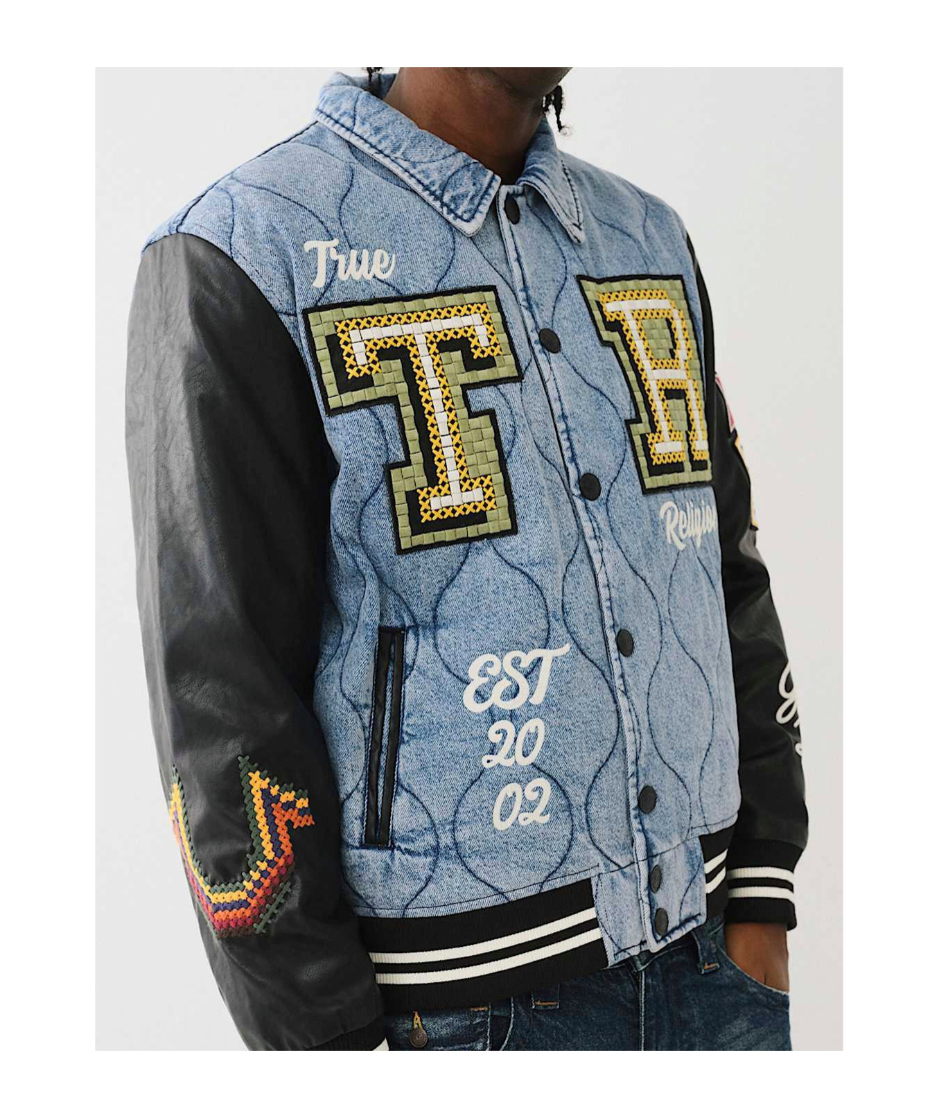 True Religion Long-sleeved Denim Coat In Blue