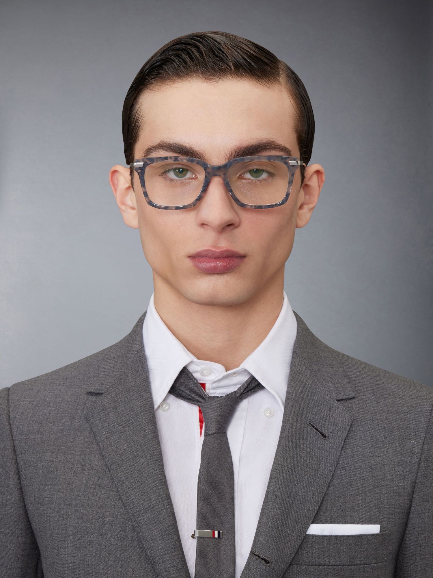 Thom Browne Marbled Square-frame Glasses In Black