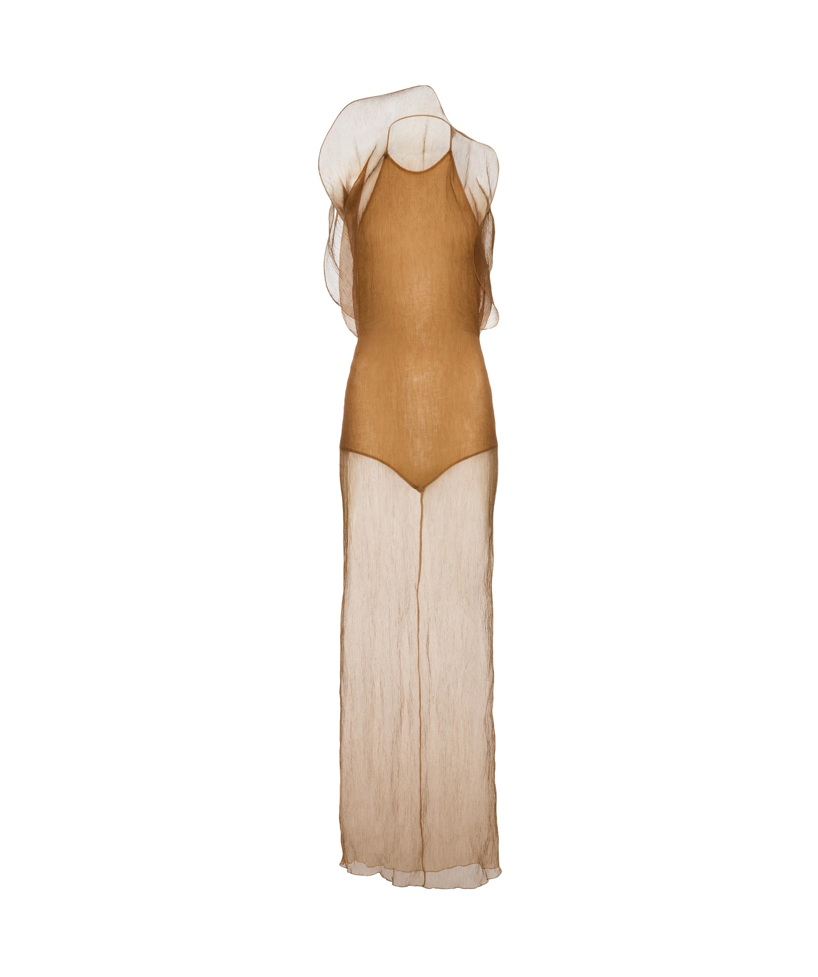 Magda Butrym Silk Organza Gown In Beige In Brown
