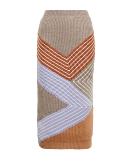 Stella Mccartney Striped Ribbed-knit Midi Skirt In Multi
