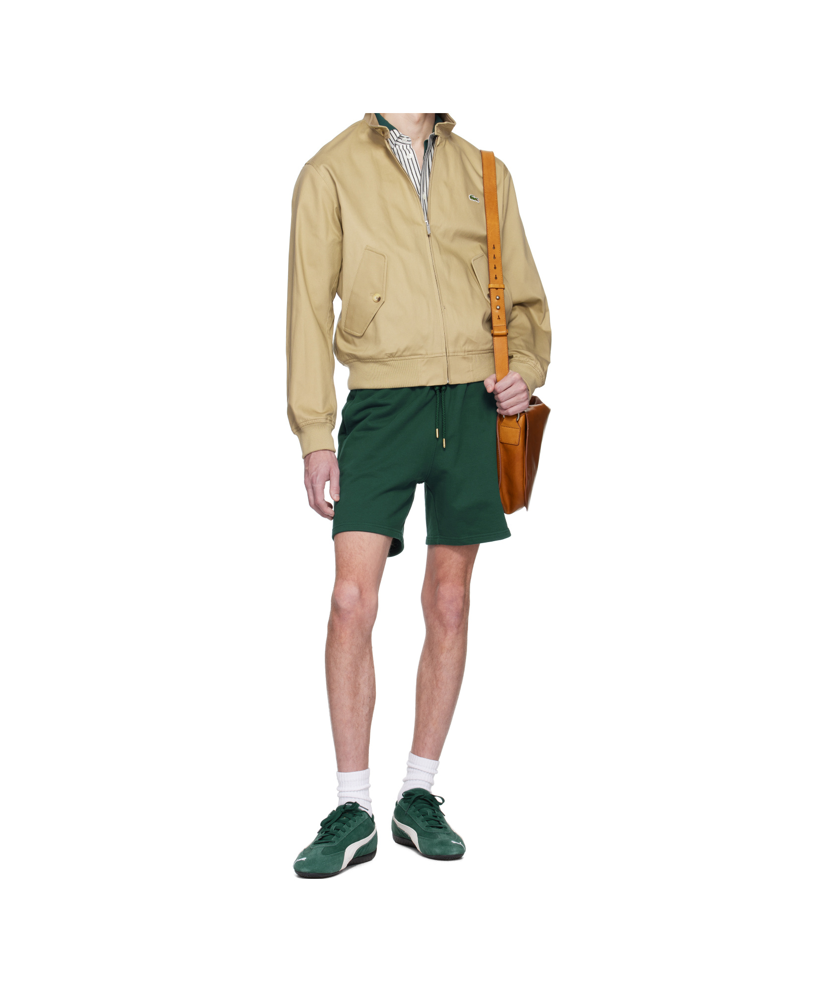 Lacoste Beige Showerproof Cotton Twill Harrington Jacket In Nude