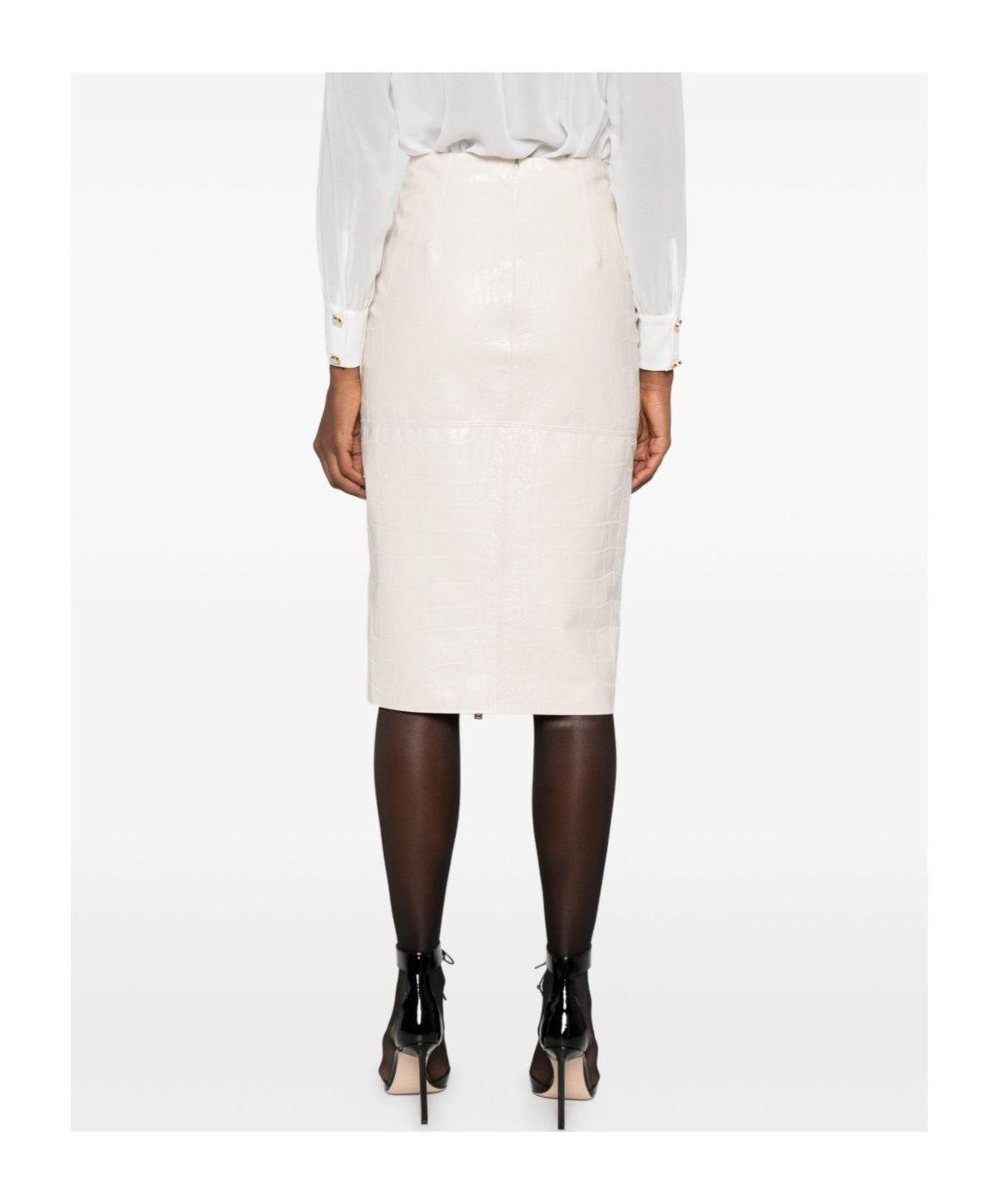 Elisabetta Franchi Crocodile-effect Zip-front Skirt In Multi