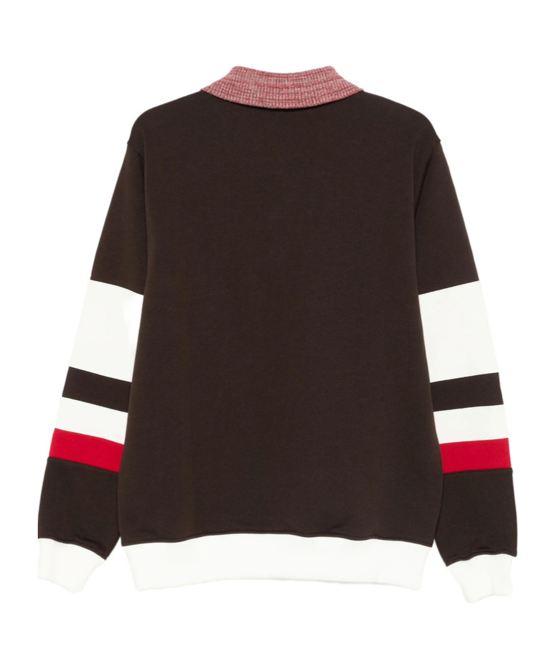 Drôle De Monsieur Brown Polo Collar Sweatshirt With Front Lettering Logo In Cotton Man In Multi