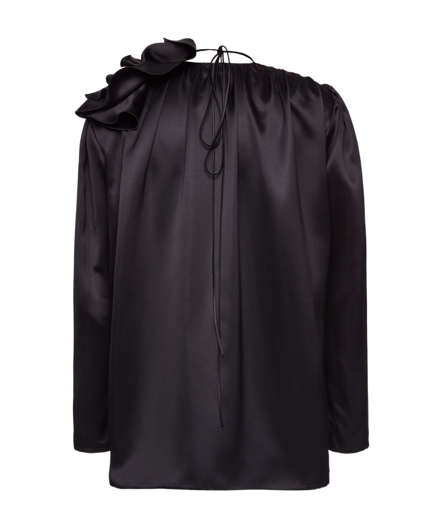 Magda Butrym Draped Floral V-neck Blouse In Black