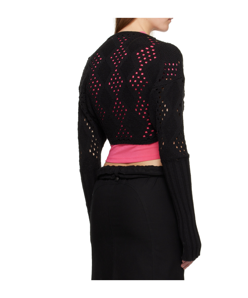 Open Yy Argyle Cardigan In Black