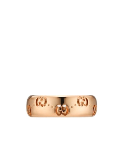 Gucci Icon 18k Gg Thin Ring In Pink
