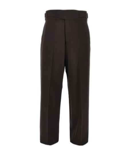 Emporio Armani Stretch Wool Pants With Waist Straps In Black