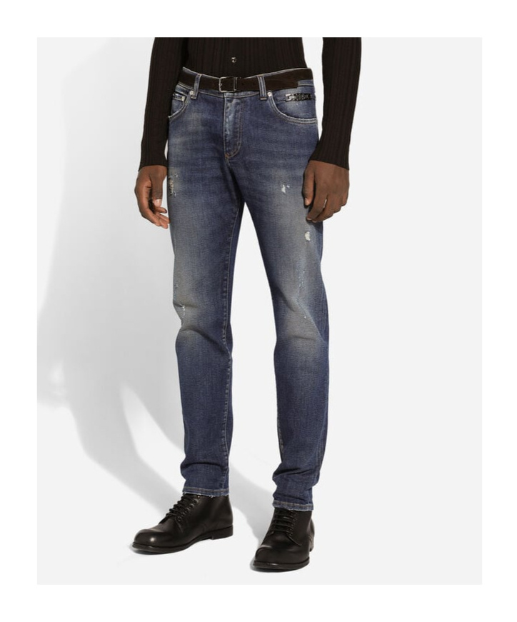 Dolce & Gabbana Men's Distressed Effect Skinny Jeans In Black