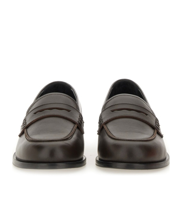 Aeyde Leather Loafers With Penny Strap And Round Toe In Brown