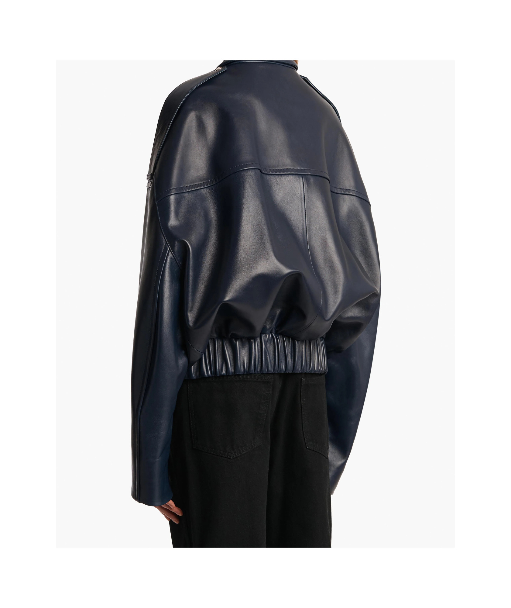 Khaite Oversized Owey Leather Jacket In Blue