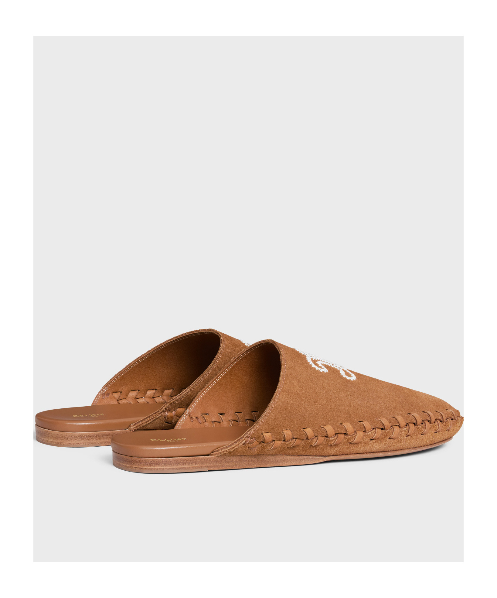 Celine Marlou Mule In Suede Calfskin In Brown