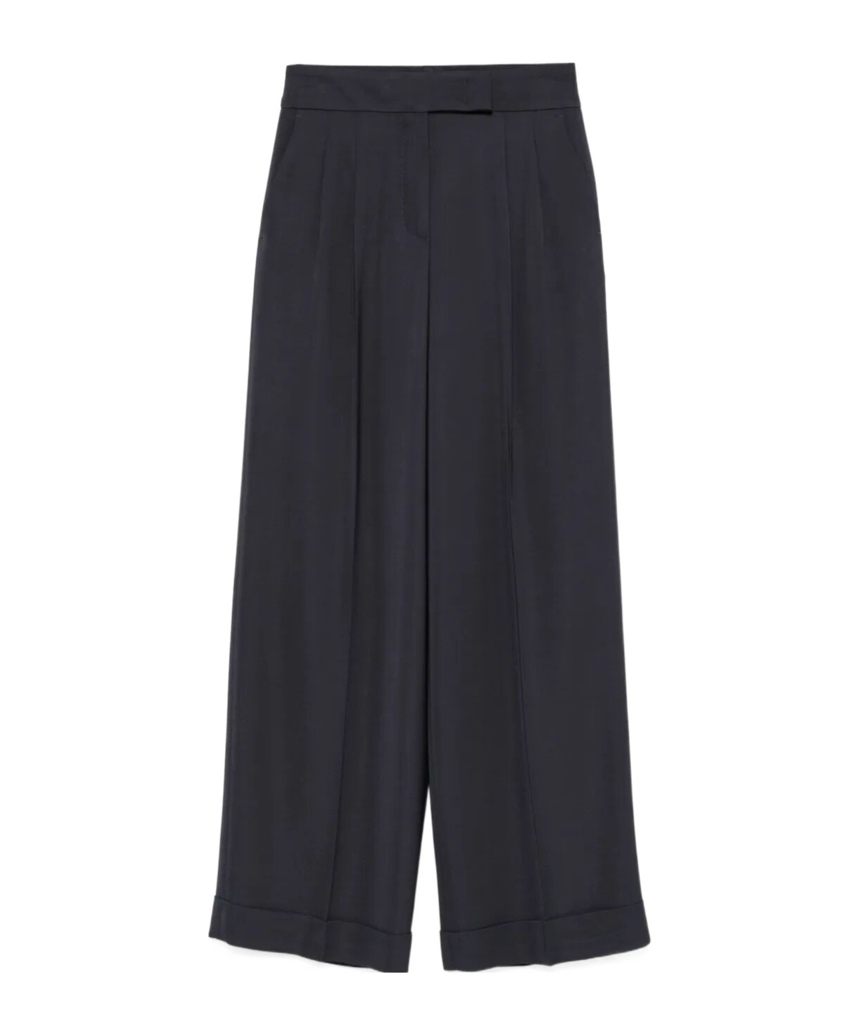 Peserico Viscose Cady Stretch Wide Leg Trousers In Black