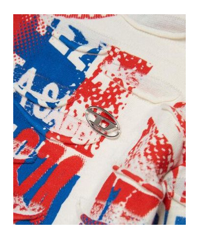 Diesel Graphic-print Long-sleeve Top In Blue