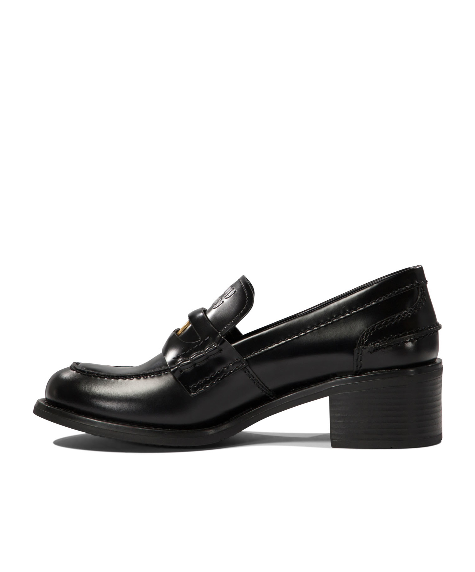 Miu Miu Penny Loafers In Brushed Leather In Black