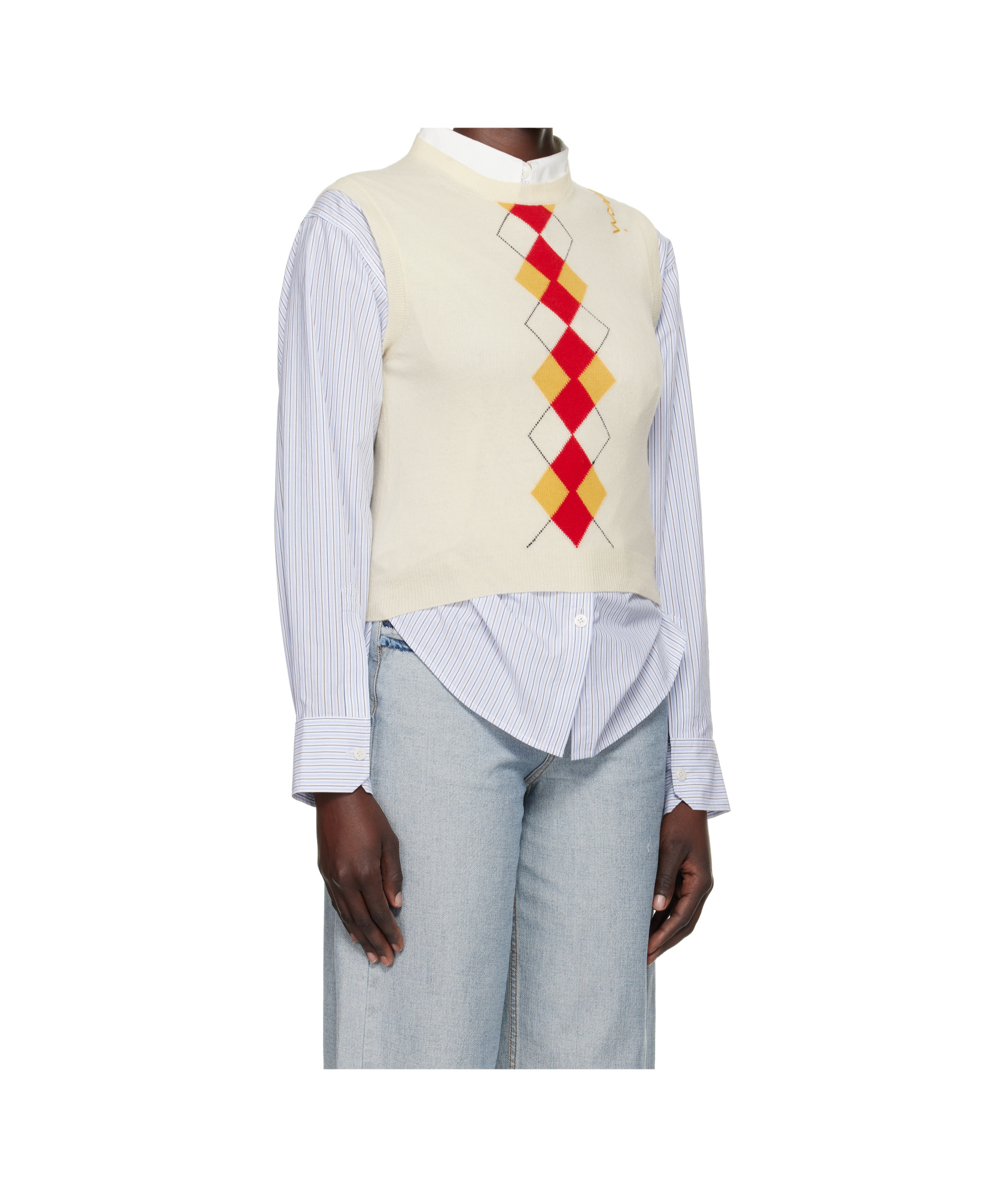 Marni Diamond-checked Knitted Vest In White