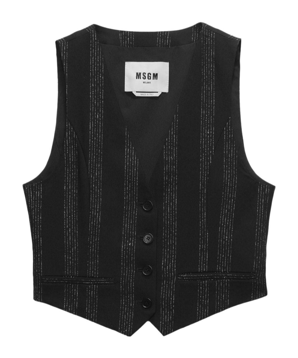 Msgm Striped Single-breasted Gilet In Black