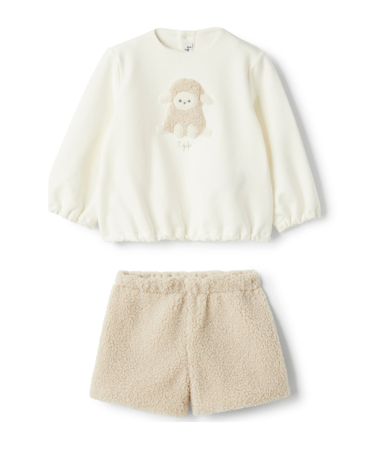 Il Gufo Sheep Appliqué Sweatshirt And Shorts Set In White