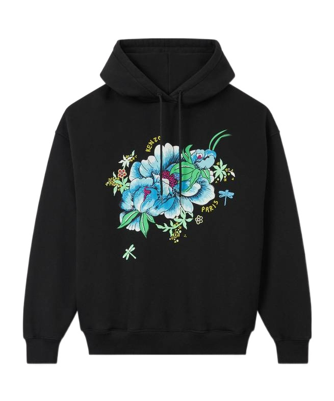 Kenzo Long-sleeved Hooded Hoodie In Black
