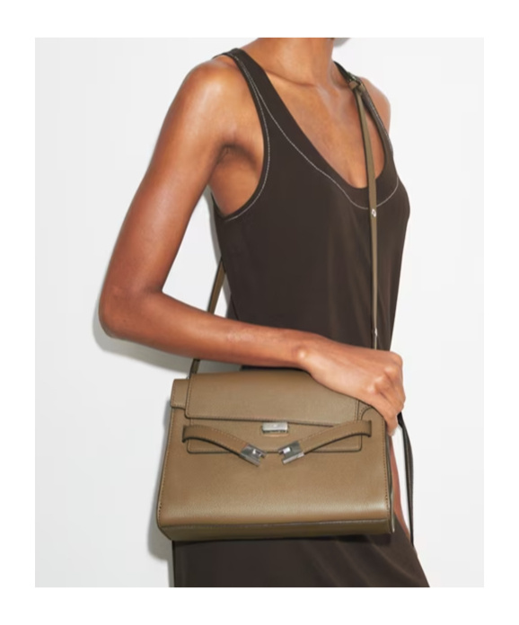 Tory Burch Lee Radziwill Pebbled Shoulder Bag In Brown