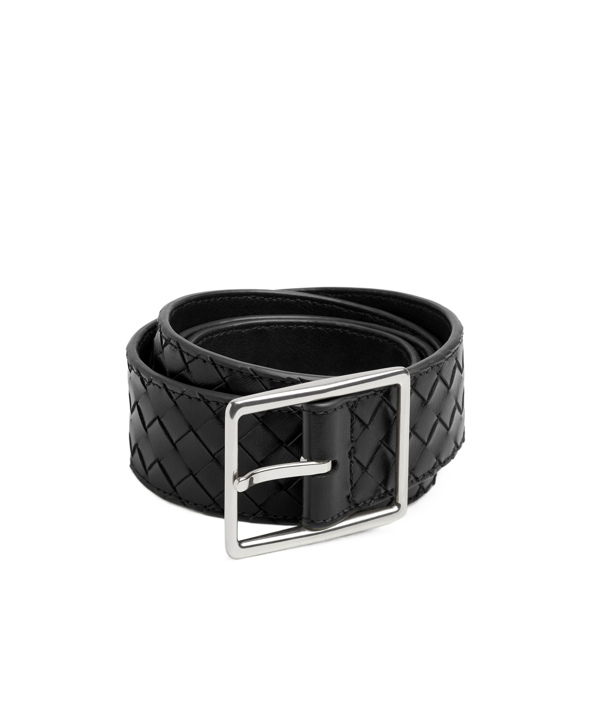 Shop Bottega Veneta Intrecciato Piccolo Belt In Black