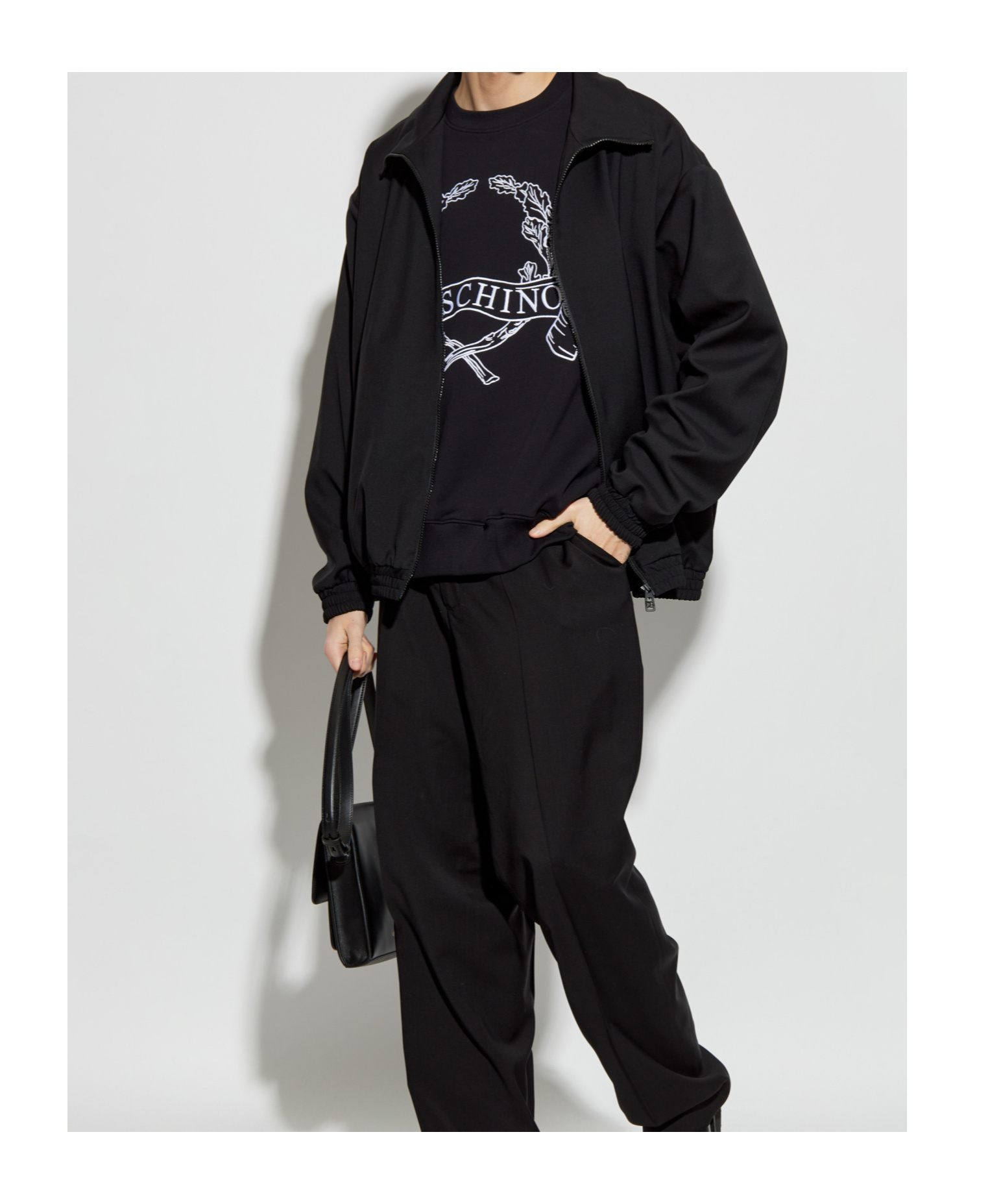 Moschino Sweatshirt With Laurel Crown Logo Embroidery In Black