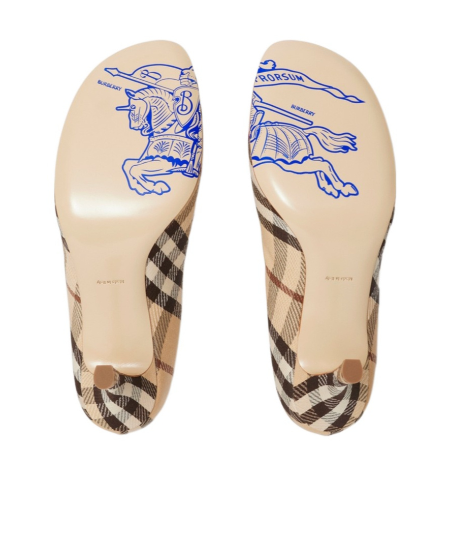 Burberry Archivio Check Baby Pumps In Nude