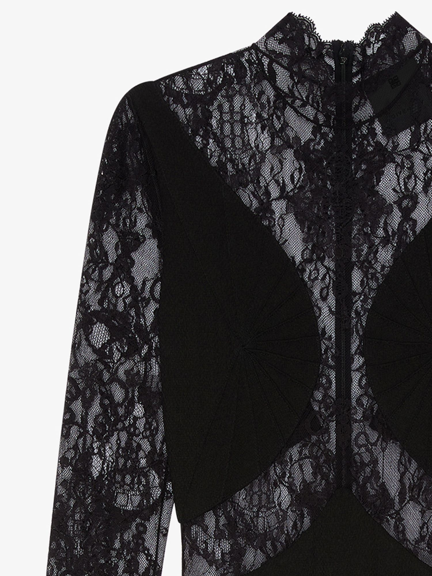 Givenchy Bracelet-sleeve Lace Inset Midi Dress In Black
