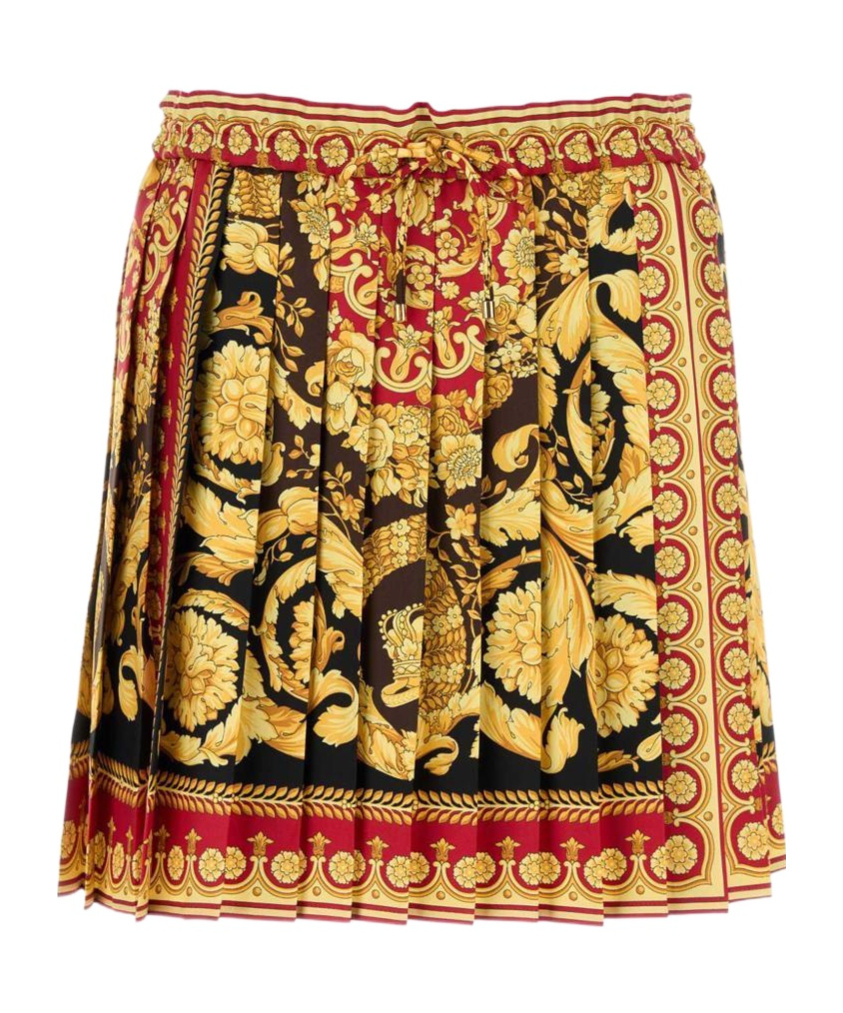 Versace Mini Jupe Plissée Barocco In Multi