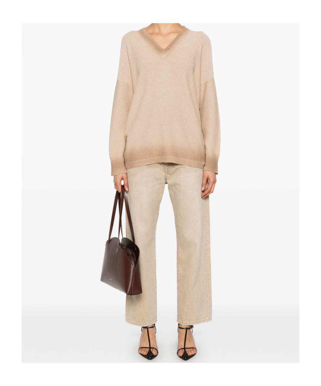 Shop Fabiana Filippi Sequin Gradient Jumper In Nude