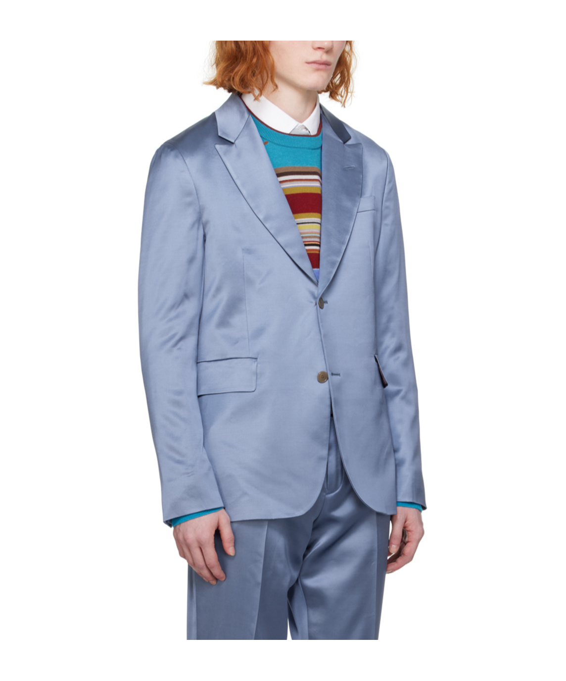 Shop Paul Smith Single-breasted Satin Blazer In Blue