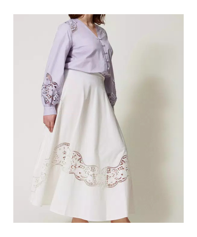 Twinset Broderie-anglaise Shirt In Purple