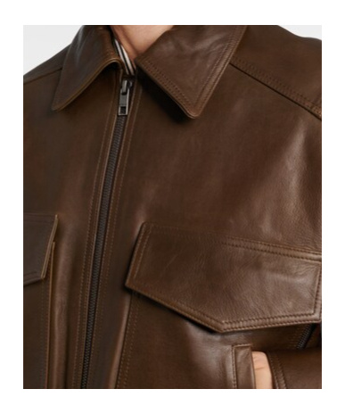 Staud Eugene Leather Bomber Jacket In Brown