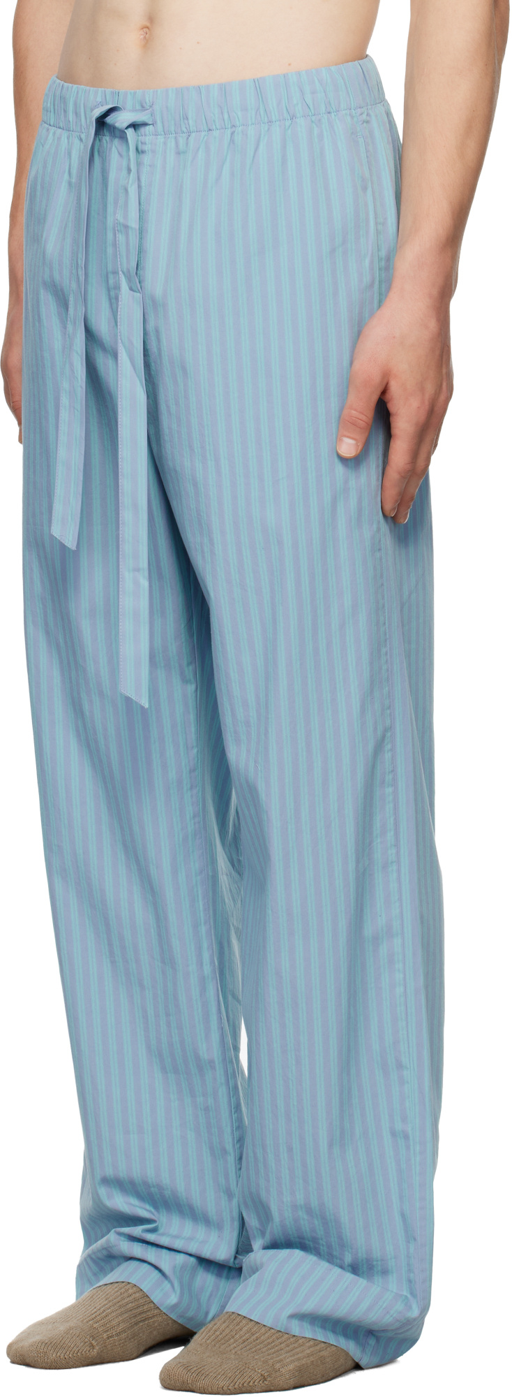 Tekla X Auralee Striped Pajama Pants In Blue