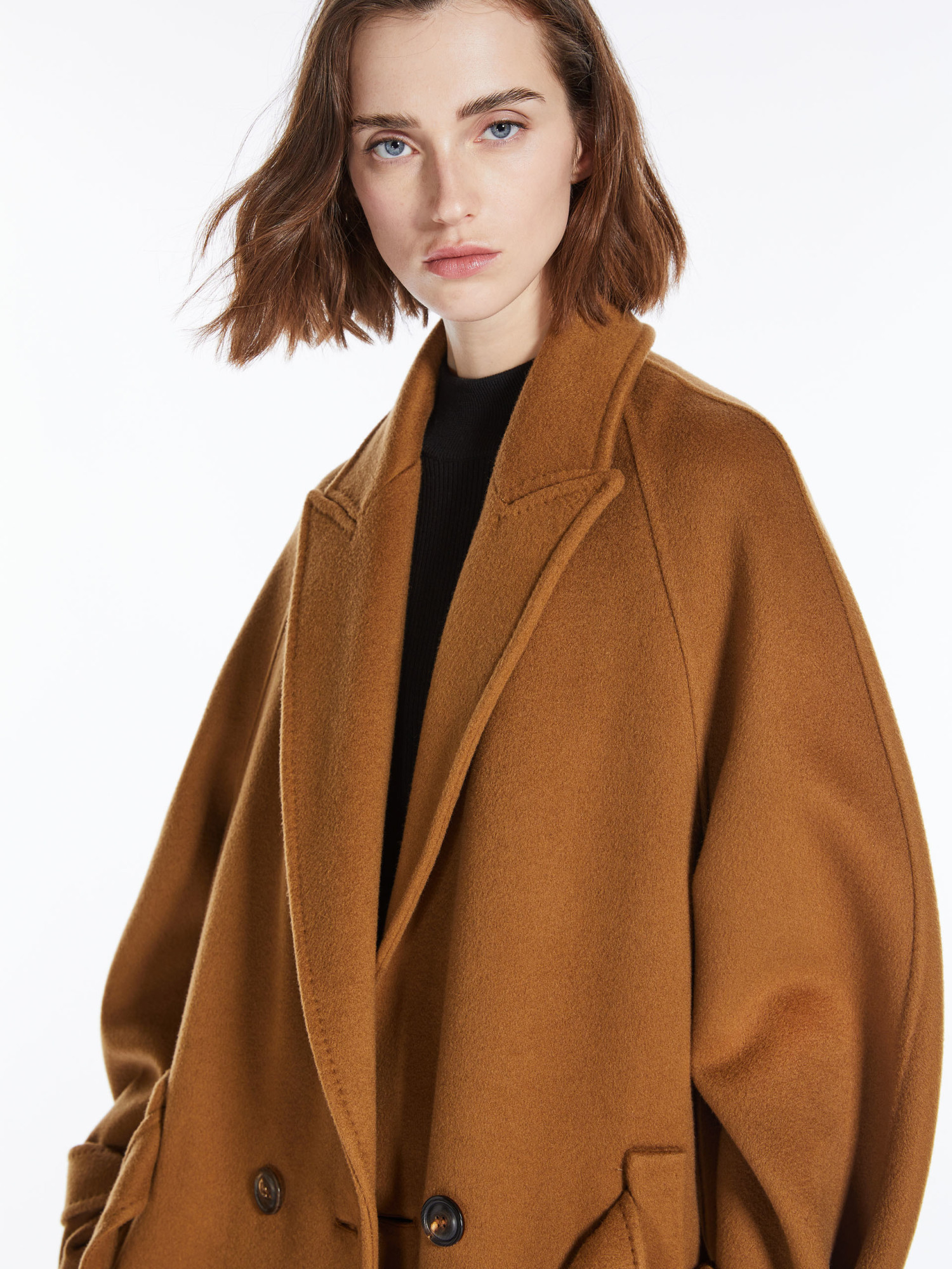Max Mara Belted Cashmere Coat In Brown