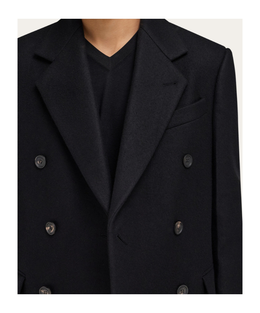Ferragamo Double Breasted Coat In Black