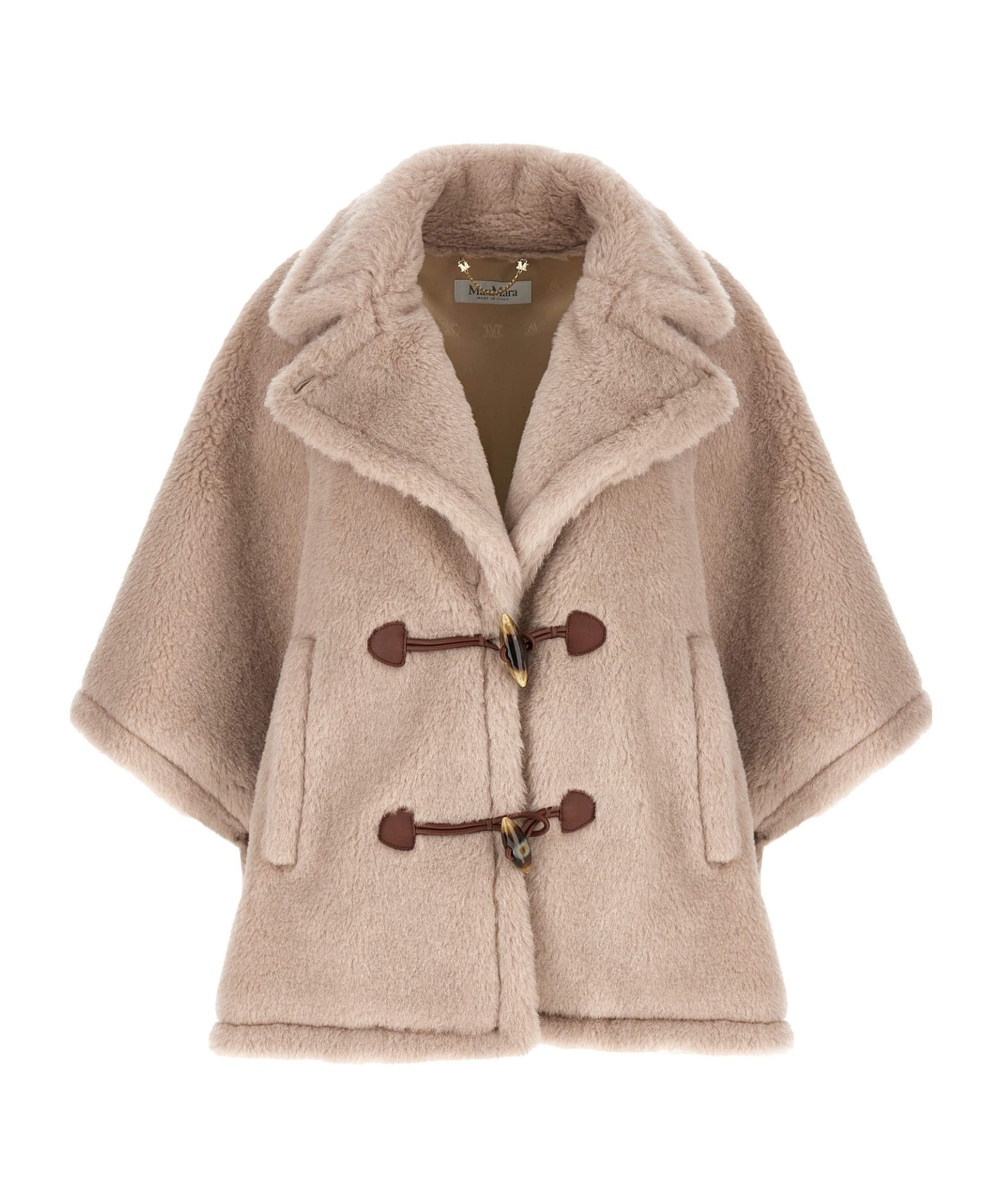 Max Mara Oversized Collar Cape Wide Sleeves In Nude