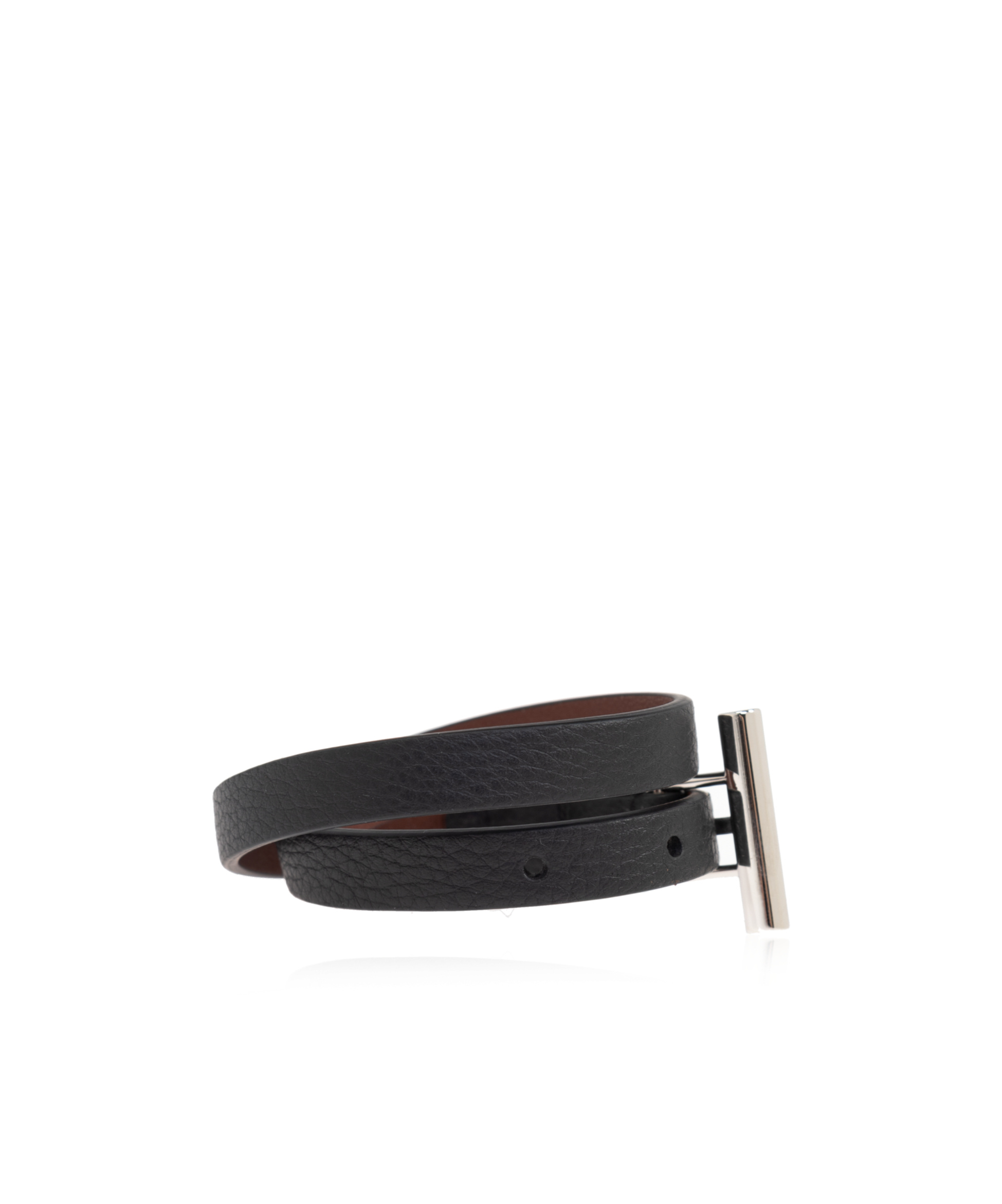 Alexander Mcqueen T-bar Double Wrap Leather Bracelet In Black