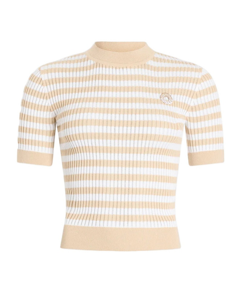 Patou Striped-pattern Ribbed Top In Brown