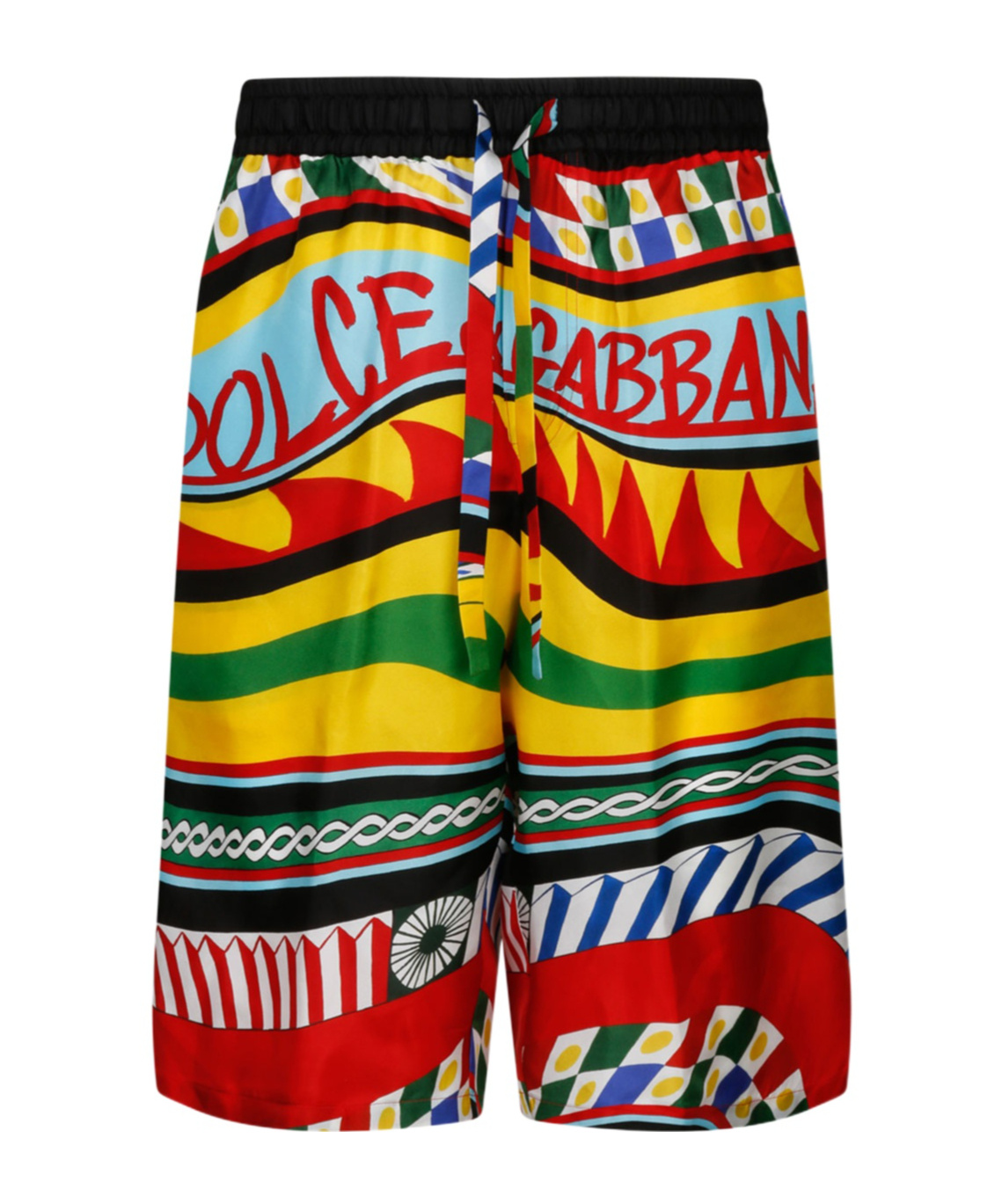 Dolce & Gabbana Multicolor Shorts With All-over Carretto Print In Multicolor