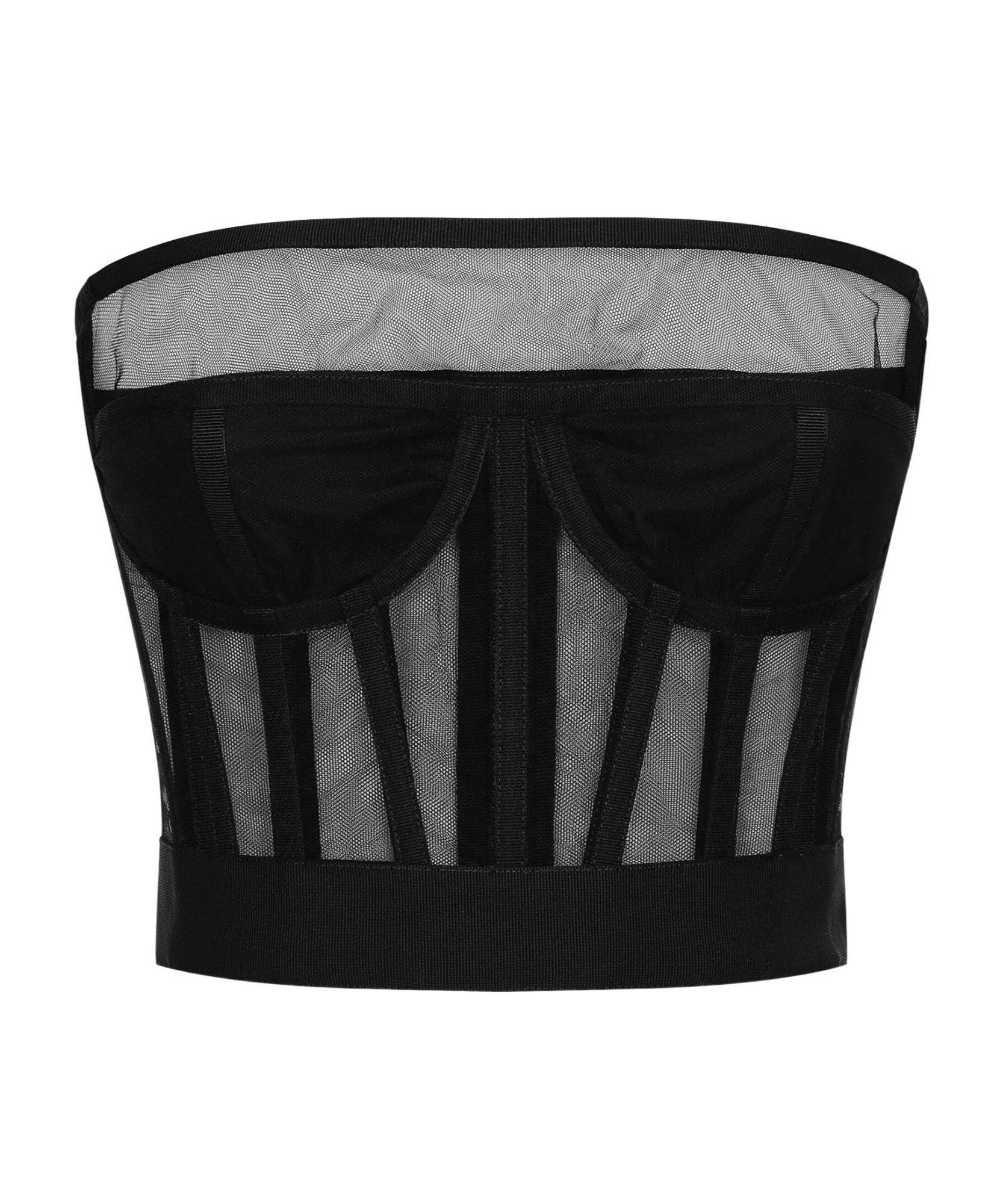 Dolce & Gabbana Tulle Bustier Top With Boning In Black