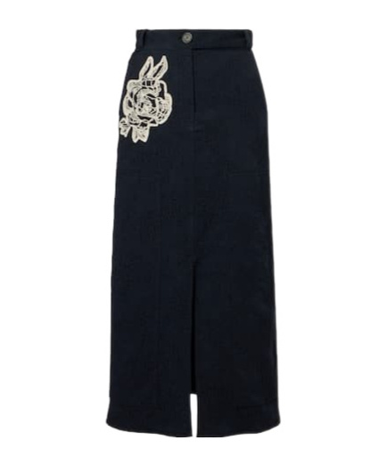 Erdem Floral Cotton-blend Jacquard Midi Skirt In Black