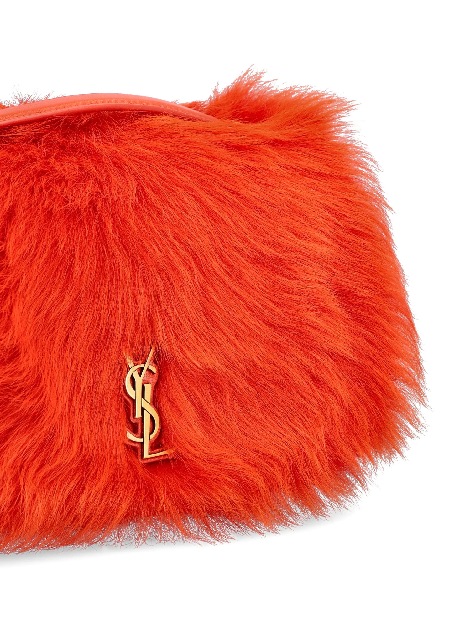 Saint Laurent Plush Shoulder Bag In Red