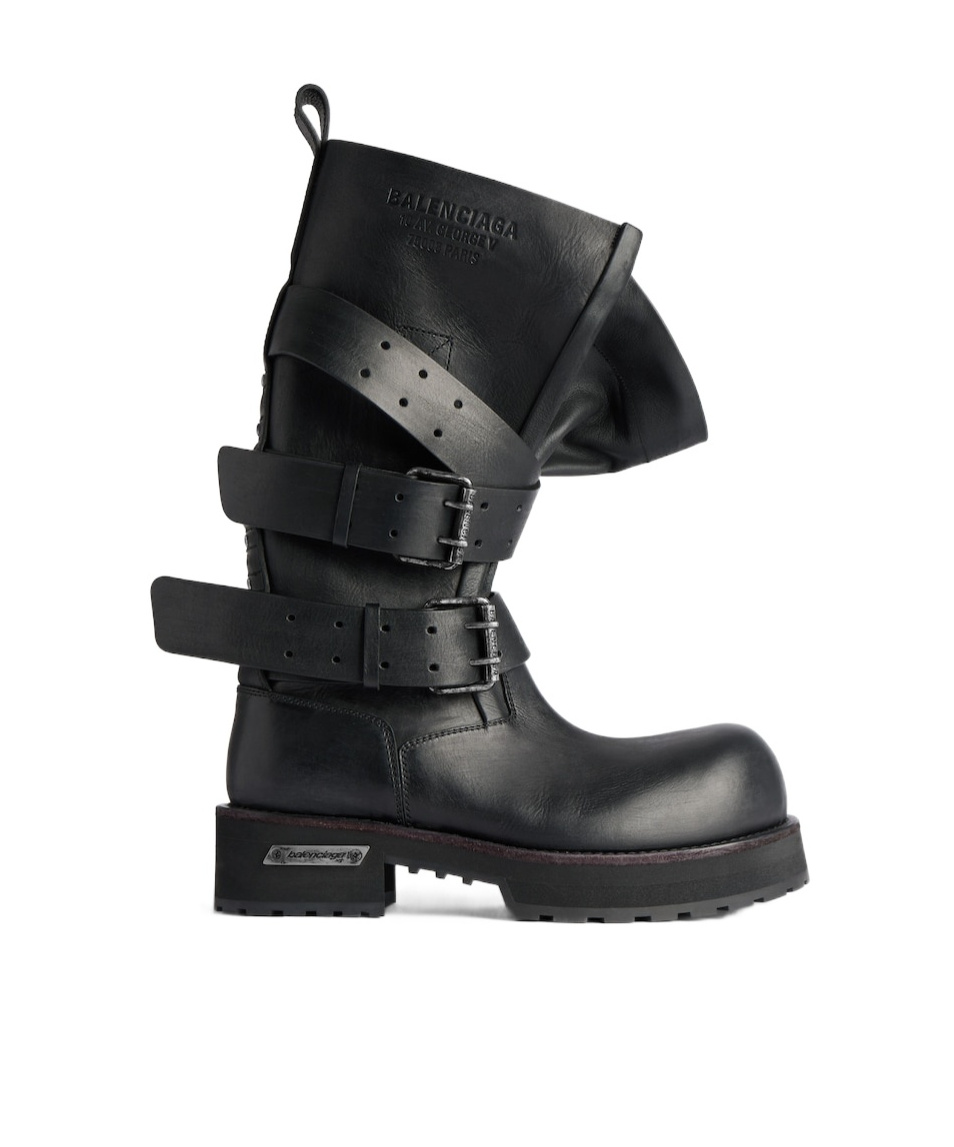 Balenciaga Mid-calf Leather Boots Rubber Sole In Black