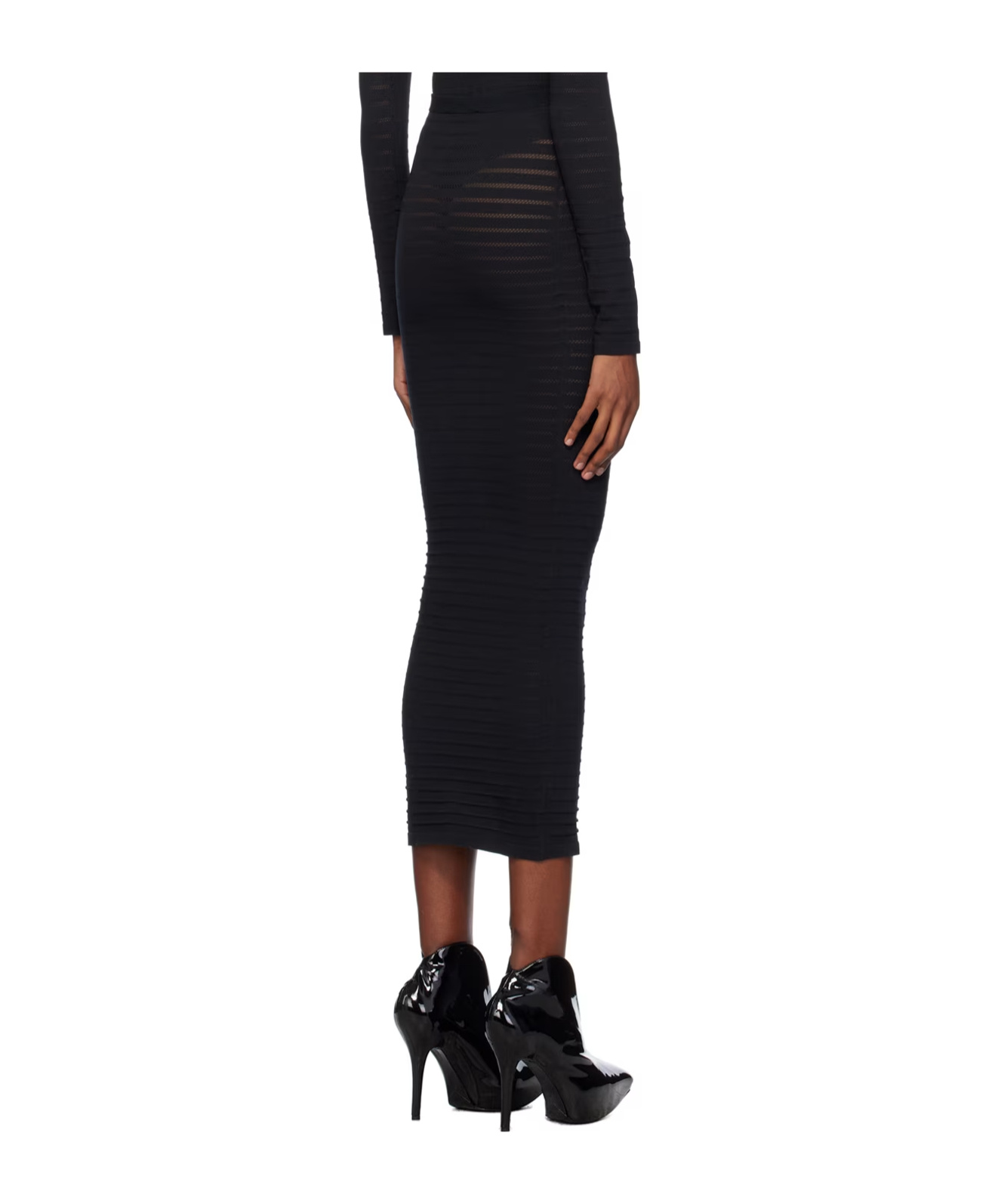 Shop Alaïa Elastic Waist Skirt In Black